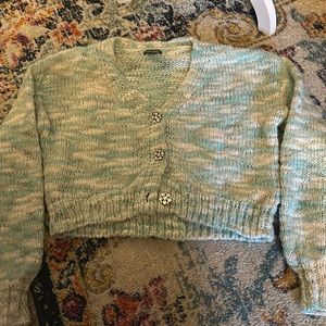 Wild fable // chunky knit button down crop with diamond detail buttons